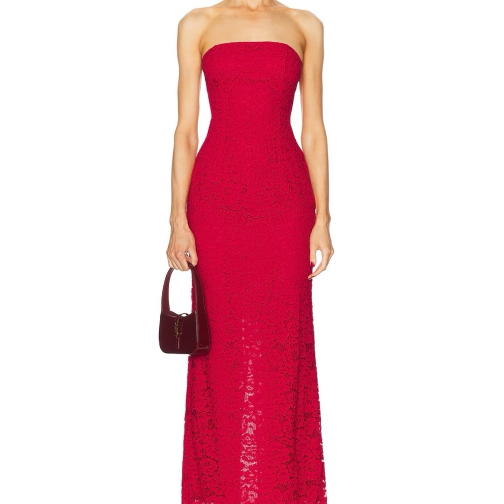 Chic Strapless Pink Lace Dress